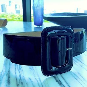 Leatherock Black Patent Wide Leather Belt